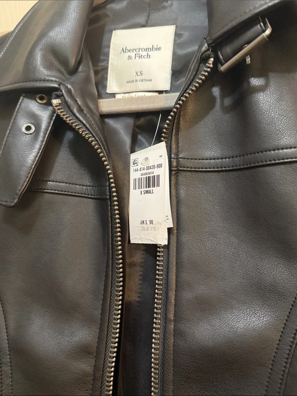 Abercrombie & Fitch Black Faux Leather Bomber Jacket
